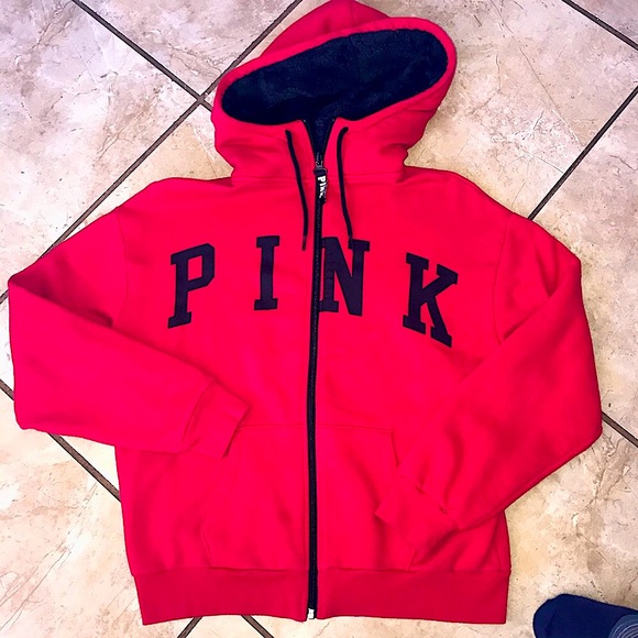 PINK Vibrant Red Zipup Jacket NWOT